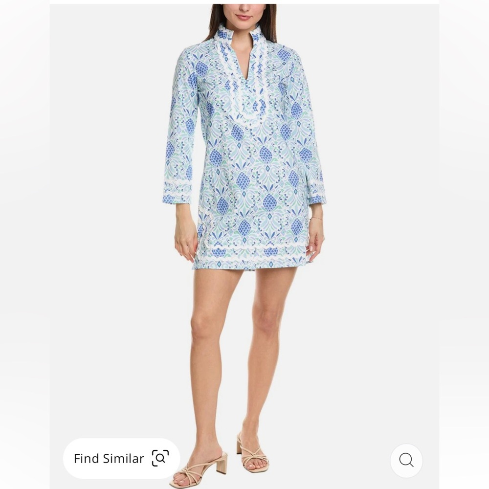 NWT SAIL to SABLE Woven Pineapple Print Split Collar V-Neck Bracelet  Dress